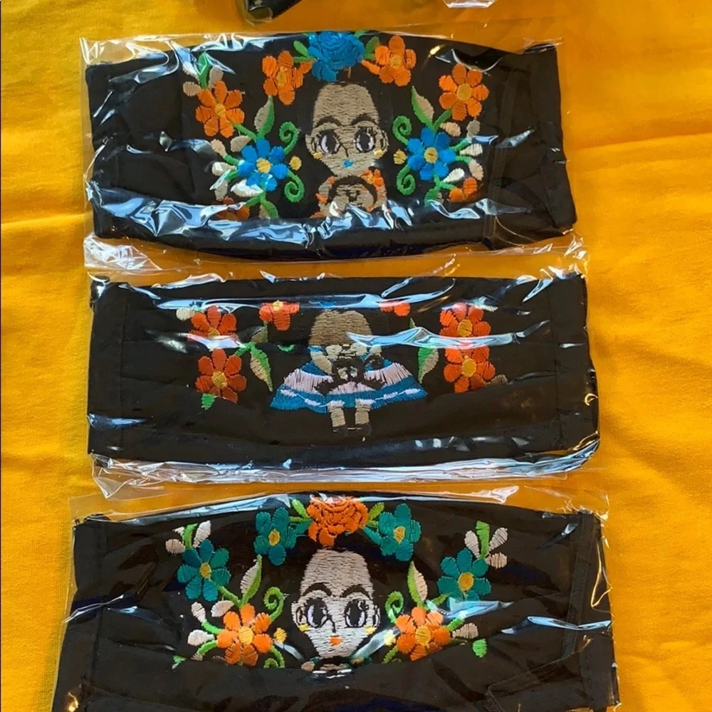 Triple layer Reusable embroide face mask F…